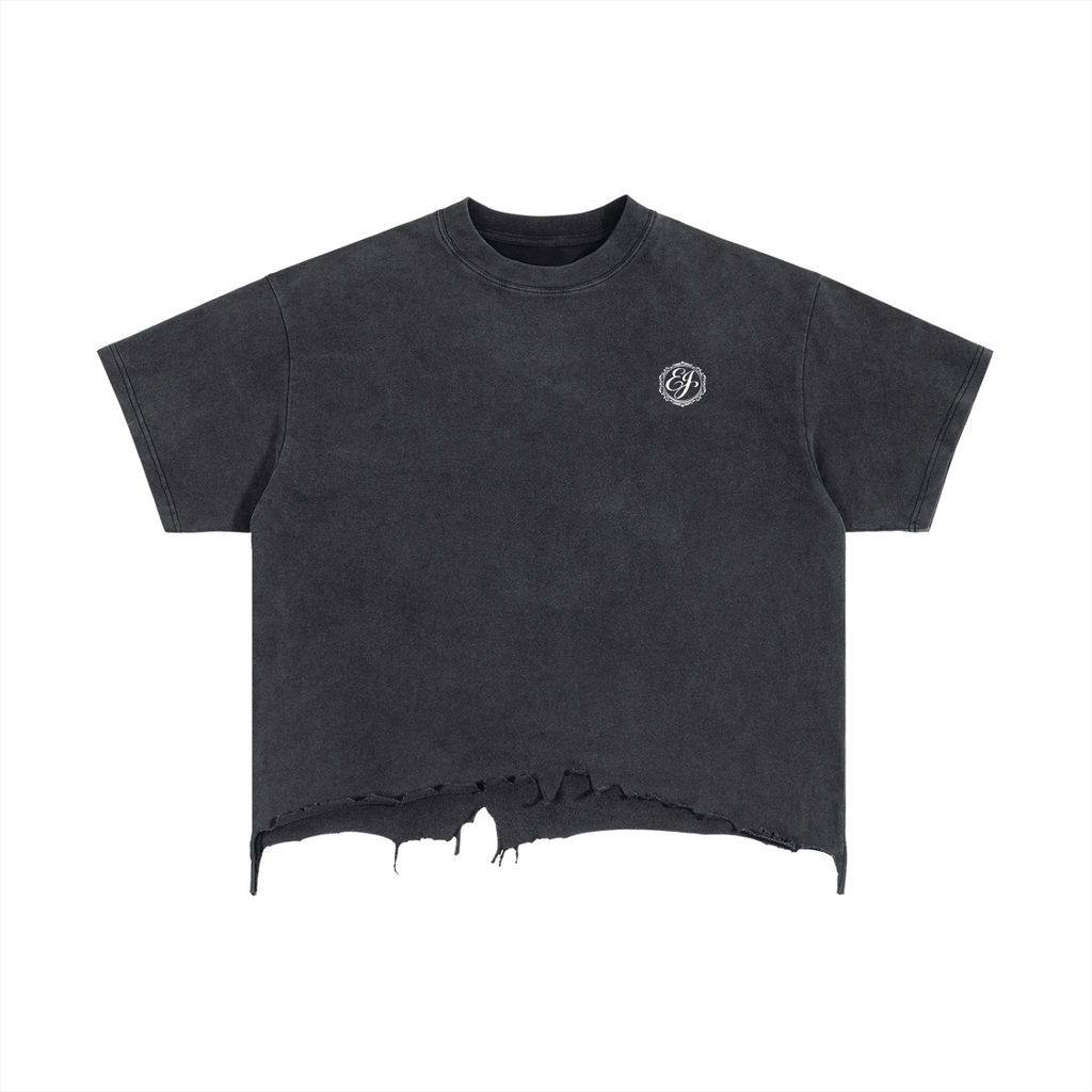 Vintage Wash Boxy Distressed Hem T-Shirt